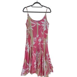 Tori Richard‎ Fit & Flare Dress, Pink, Lined, Tropical, Sz 8